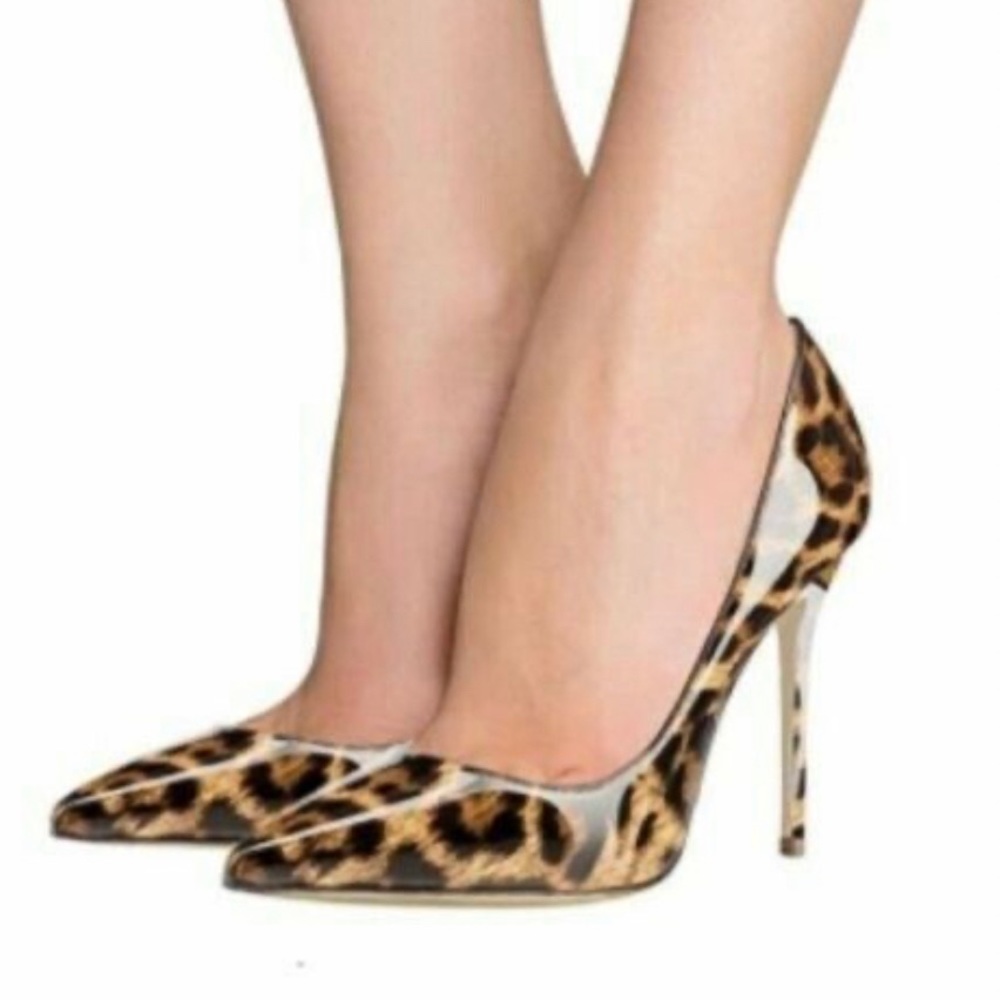 Patent Leather Leopard Pumps Size 8